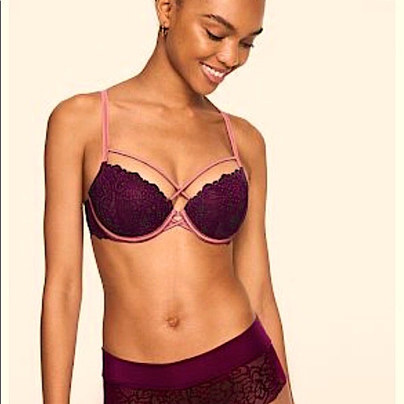 PINK Victoria's Secret Other - 34DD PINK Victoria’s Secret Date Push-Up Bra (Lacy and Strappy Burgundy/Maroon)